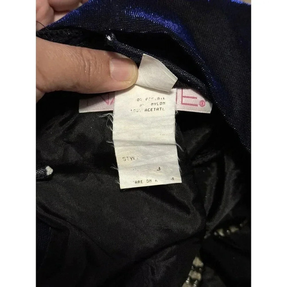 NADINE VINTAGE GowN Dress Iridescent Blue Beaded Sheer SMALL Sexy Prom BEAUTIFUL - Picture 6 of 14